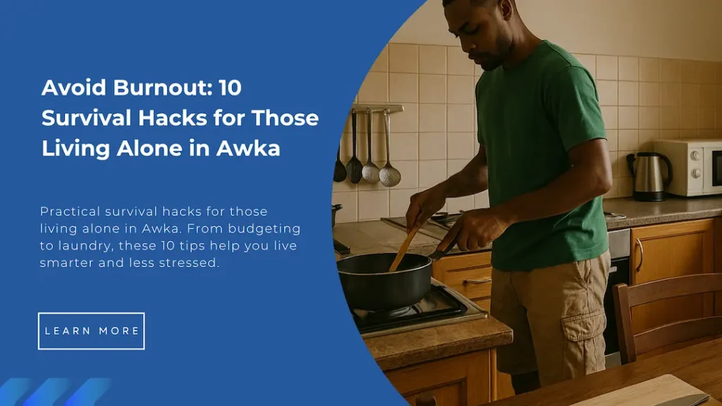 man cooking jollof as part of survival hacks for those living alone in Awka